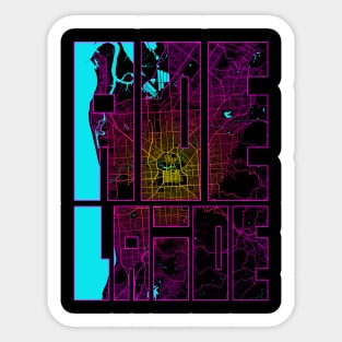 Adelaide, Australia City Map Typography - Neon Sticker